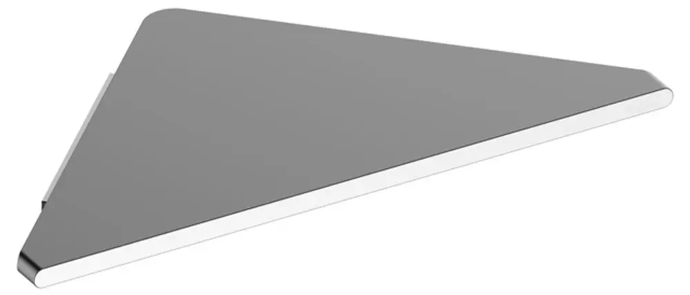 Eckduschablage aus silber-eloxiertem Aluminium von Keuco, dreieckige Form, flache Oberfläche, geeignet zur Montage in Duschbereichen.